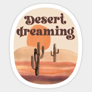 Desert Dreaming Boho Southwestern Watercolor Desert Cactus Landscape Sunset Sticker